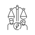 Divorse line black icon. Judiciary concept. Family law. Sign for web page, mobile app, button, logo