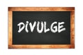 DIVULGE text written on wooden frame school blackboard