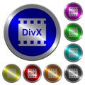 DivX movie format luminous coin-like round color buttons