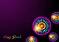 Creative greeting card design for Happy Deepavali Festival celebration on decorative background with floral rangoli design border