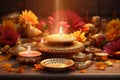 Diwali background with cultural symbols and