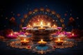 Diwali background poster with cultural symbols