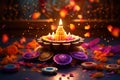 Diwali background poster with cultural symbols