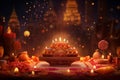 Diwali background poster with cultural symbols