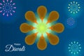 Diwali banner template with diya and decorative elements on yellow background for web and social media