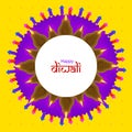 Happy Diwali festival graphic template with diya and decorative elements. Deepawali greeting flyer banner for website and social m