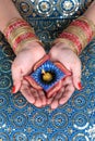 Diwali Celebration Diya on a Female Hand