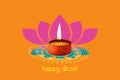 Diwali Celebration template with candle and lotus Royalty Free Stock Photo