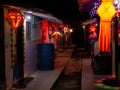 Diwali decorative lamps/Akash Kandil/Lantern lights hanging outside traditional indian home/chawl