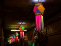 Diwali decorative lamps/Akash Kandil/Lantern lights hanging outside traditional indian home/chawl