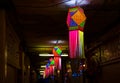 Diwali decorative lamps/Akash Kandil/Lantern lights hanging outside traditional indian home/chawl