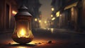 Diwali and Dipawali - Hindu festival of lights. A candle, a lantern on the road. Ai generative