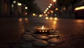 Diwali and Dipawali - Hindu festival of lights. A candle, a lantern on the road. Ai generative