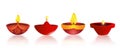 Diwali diya Indian oil lamp collection on white background. Indian Light Festival. Holiday design