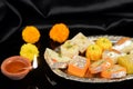 Diwali Diya and Traditional sweets for Diwali celebrations Royalty Free Stock Photo