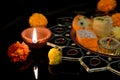 Diwali Diya and Traditional sweets for Diwali celebrations Royalty Free Stock Photo