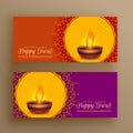 Diwali festival greeting banners vector background