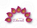 Diwali festival holiday design with paper cut style of Indian Rangoli. Purple color on white background, illustration. Royalty Free Stock Photo