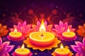 diwali festival of light candles. Colourful illustration