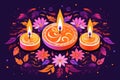 diwali festival of light candles. Colourful illustration