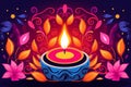 diwali festival of light candles. Colourful illustration