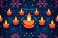 diwali festival of light candles. Colourful illustration