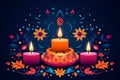 diwali festival of light candles. Colourful illustration