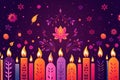 diwali festival of light candles. Colourful illustration