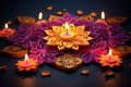 diwali festival of light candles. Colourful illustration