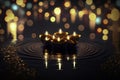 Diwali festival lights floating on water Royalty Free Stock Photo