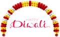Diwali festival of lights garland flower and calligraphy text greeting card