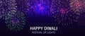Diwali festival lights poster. DIwali holiday shiny background with fireworks. Vector illustration Royalty Free Stock Photo