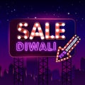 Diwali Festival Offer Big Sale neon text design template. Diwali Hindu Sale neon logo, light banner design element colorful Royalty Free Stock Photo