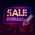 Diwali Festival Offer Big Sale neon text design template. Diwali Hindu Sale neon logo, light banner design element colorful Royalty Free Stock Photo