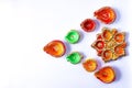 Diwali festive lamp , Colorful diya on white background