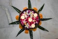 Diwali floting diya with flowers in uruli Royalty Free Stock Photo