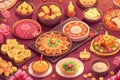 Diwali Food Concept, Happy Diwali Family Food Soft Blurred Background Royalty Free Stock Photo