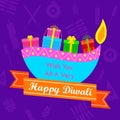 Diwali Gift with colorful diya Royalty Free Stock Photo