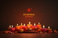 Diwali greetings banner with a warm message and Royalty Free Stock Photo