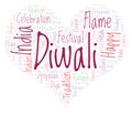 Diwali in heart shape word cloud. Royalty Free Stock Photo