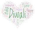 Diwali in heart shape word cloud. Royalty Free Stock Photo