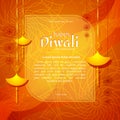 Diwali Holiday Banner of burning diya on Happy Diwali Holiday bright background for light festival of India Creative design