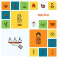 Diwali. Indian Festival Icons