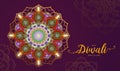 Diwali lamps on gold mandala design