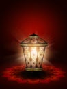 Diwali lantern shining over dark background