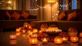 Diwali lights illuminating a living room