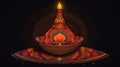 Diwali night Intricately designed Diwali lamp pradip with ornate patterns and bright colors, creating a visually striking and