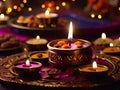 Diwali oil lamp. Diwali festive sweets. generative ai. AI generated Royalty Free Stock Photo