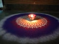 Diwali festival photo of beautiful art rangoli and lamp Royalty Free Stock Photo