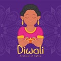 Diwali poster Traditional indian celebration Vector